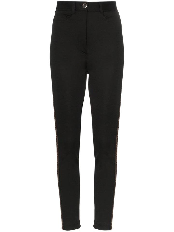 Fendi Ff Logo Stripe Leggings - Black