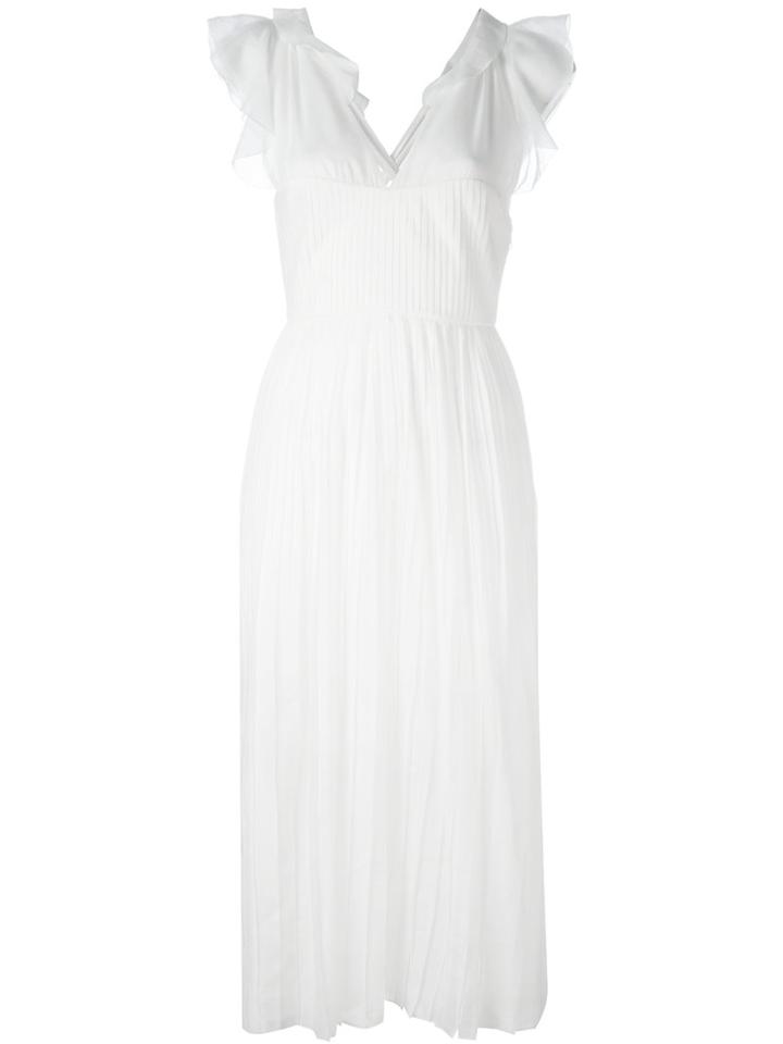 No21 Waisted Midi Dress, Women's, Size: 40, White, Cotton/silk