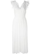 No21 Waisted Midi Dress, Women's, Size: 40, White, Cotton/silk