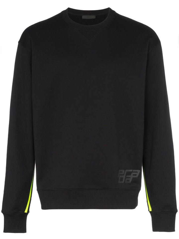 Prada Logo Striped Cotton Sweatshirt - Black