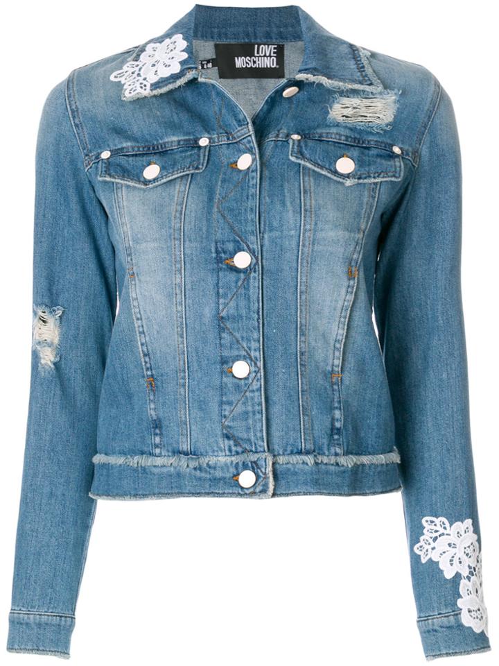 Love Moschino Floral Pattern Distressed Jacket - Blue