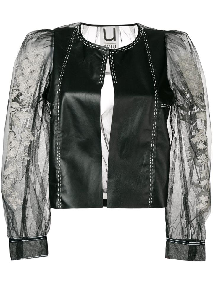 Aviù Sheer-sleeve Biker Jacket - Black