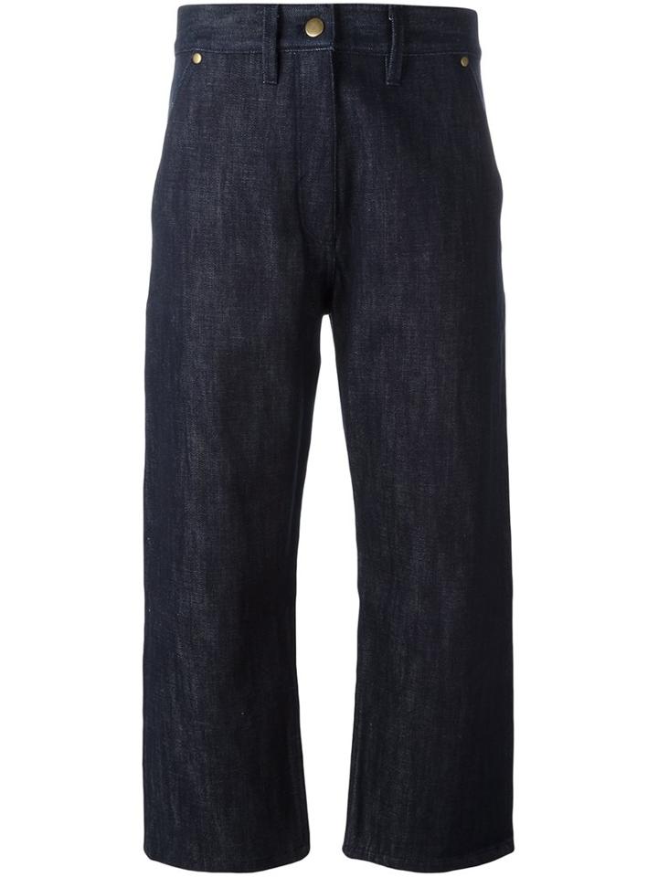 Studio Nicholson Wide Leg Cropped Jeans, Women's, Size: 1, Blue, Cotton