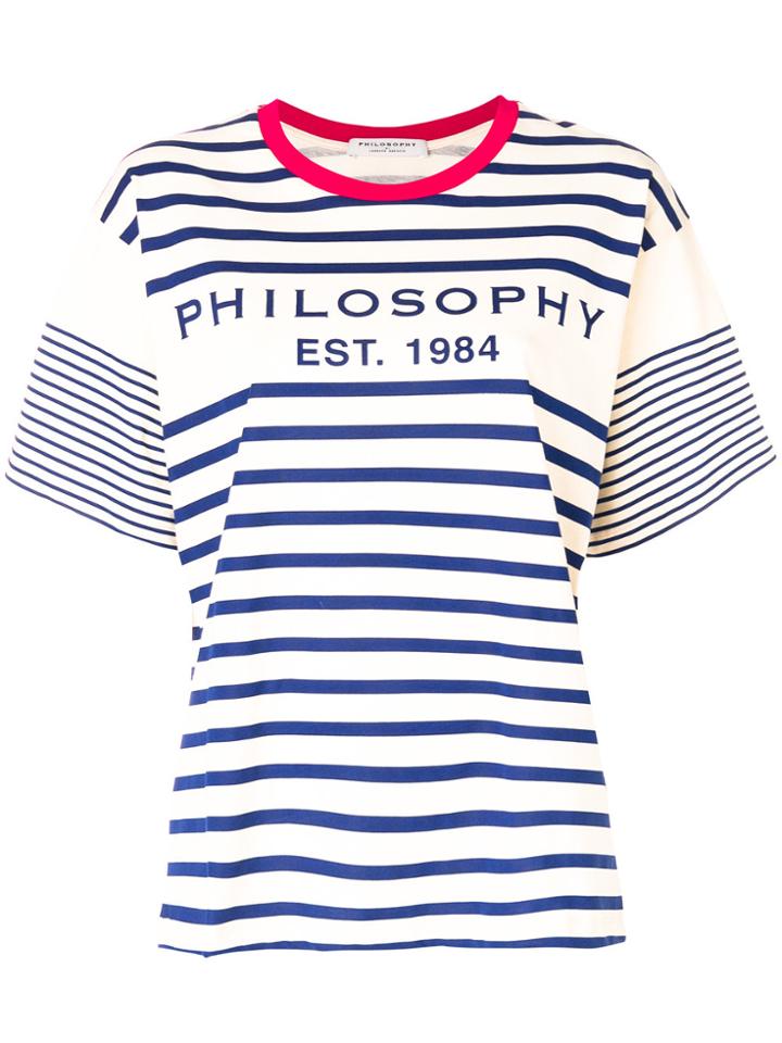 Philosophy Di Lorenzo Serafini Logo Print Striped T-shirt - Blue