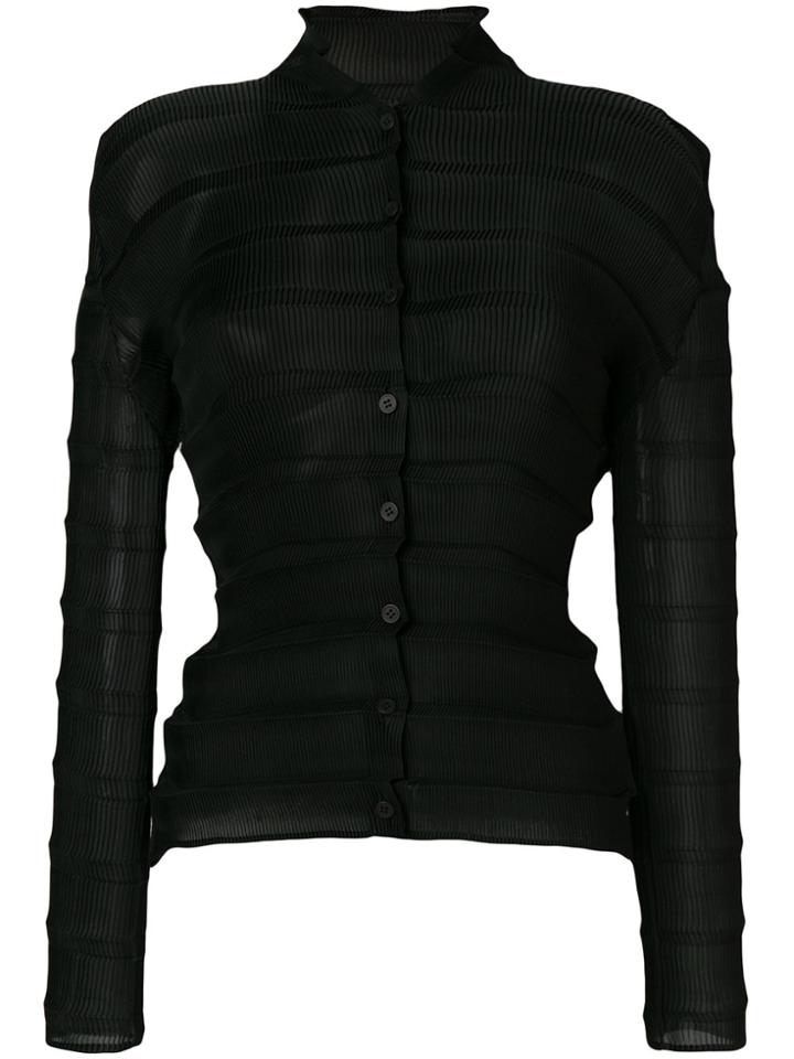 Issey Miyake Ribbed Fine Knit Cardigan - Black