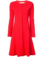 Oscar De La Renta Round Neck Fitted Longsleeved Dress - Red