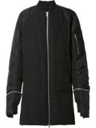 Byungmun Seo Zipped Long Bomber Jacket, Men's, Size: 48, Black, Duck Feathers/polyester/nylon