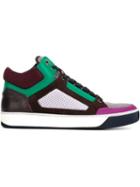 Lanvin Paneled Hi-top Sneakers, Men's, Size: 7, Pink/purple, Leather/rubber/cotton