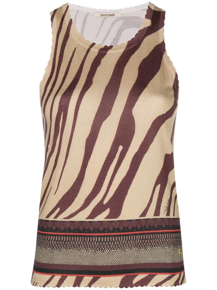 Roberto Cavalli Zebra Print Knit Top - Neutrals