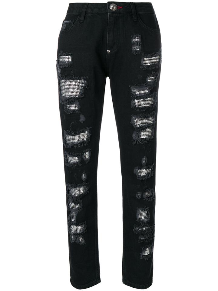 Philipp Plein Embellished Boyfriend Jeans - Black