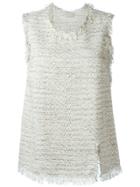Lanvin Fringed Tweed Top - White