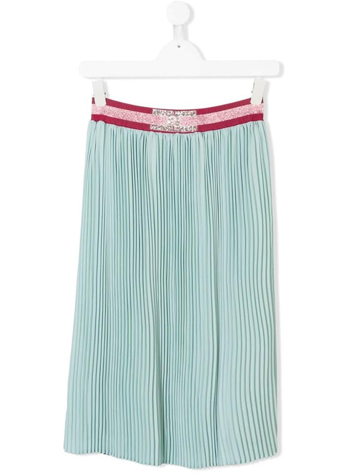 Elisabetta Franchi La Mia Bambina Teen Pleated Midi Skirt - Green