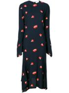 Victoria Beckham Floral Print Flared Sleeves Dress - Blue