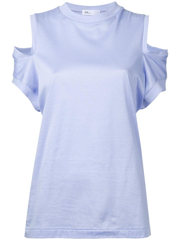 Toga - Cut-detail Top - Women - Cotton - 38, Pink/purple, Cotton