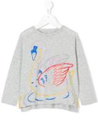 Stella Mccartney Kids - Swan Print Long-sleeve T-shirt - Kids - Cotton - 8 Yrs, Grey