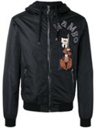 Dolce & Gabbana Violin Print Jacket, Men's, Size: 48, Black, Polyamide/sheep Skin/shearling/spandex/elastane