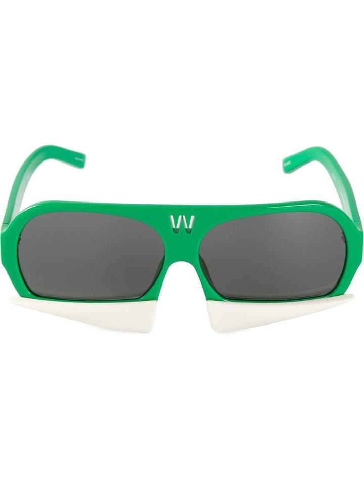 Linda Farrow Gallery 'walter Van Beirendonck 7' Sunglasses, Women's, Green, Nylon/acetate/steel