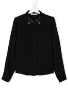 Vivetta Kids Teen Embroidered Face Collar Shirt - Black