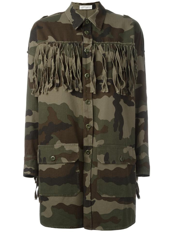 Faith Connexion Tassel Detail Camouflage Jacket, Women's, Size: Small, Green, Cotton