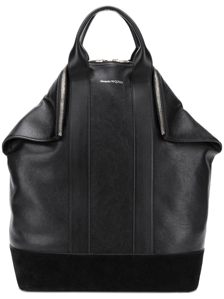 Alexander Mcqueen Foldover Side Detail Bag - Black
