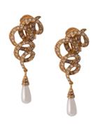 Oscar De La Renta Crystal Cluster Drop Earrings - Gold