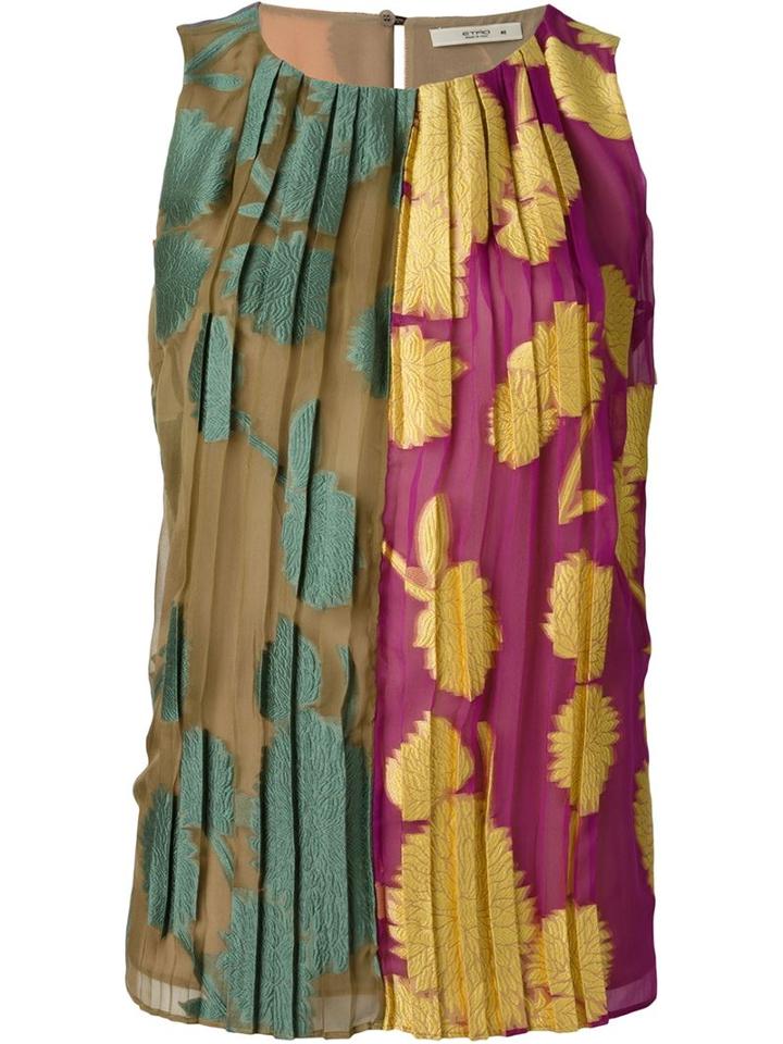 Etro Floral Jacquard Pleated Top