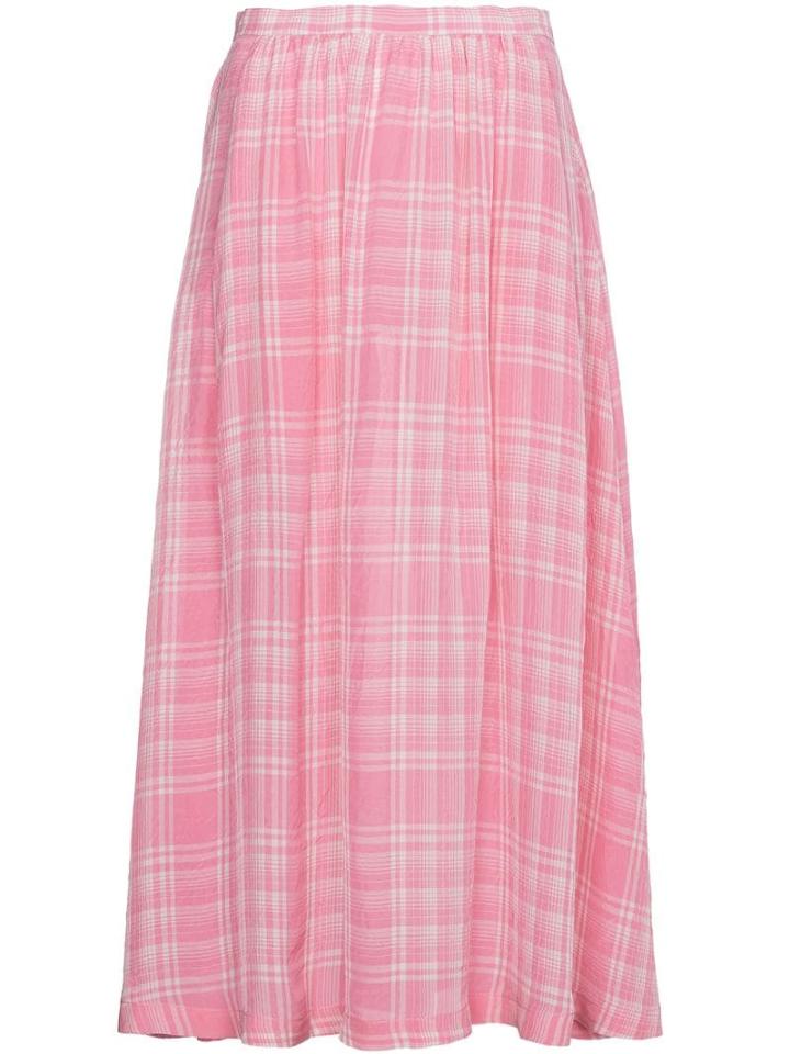 Rosie Assoulin Checked Voile Midi Skirt - Pink