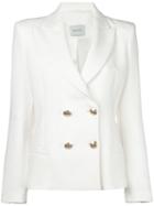 Pierre Balmain Double Breasted Blazer, Women's, Size: 42, White, Polyamide/viscose/spandex/elastane