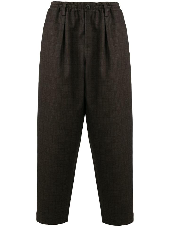 Marni Checked Cropped Tapered Trousers - Brown