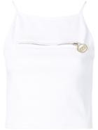 Gcds Crop-top With Front Zip - White