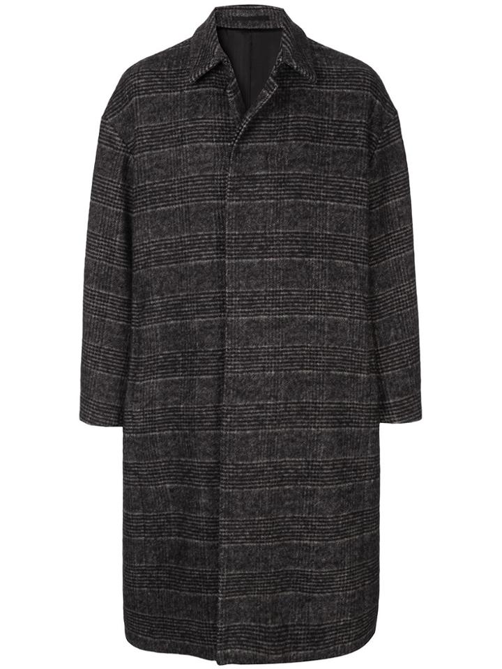 Kazuyuki Kumagai Checked Single-breasted Coat - Black