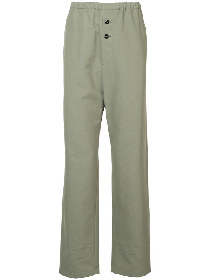 Jil Sander Elasticated Waist Straight Trousers - Green