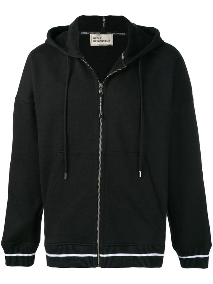 Drôle De Monsieur Back Print Zipped Hoodie - Black