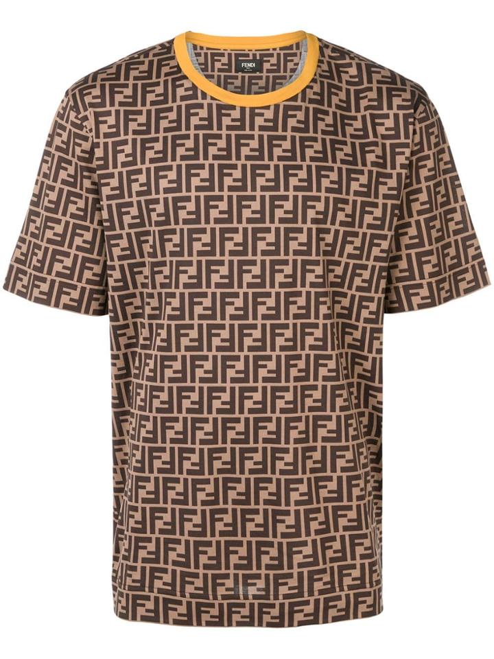 Fendi Printed Ff Logo T-shirt - Neutrals