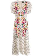 Saloni Lea Printed Midi Dress - Neutrals
