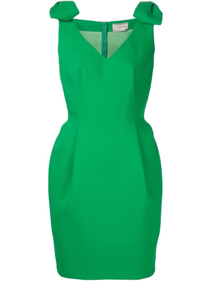 Lanvin Bow Detail To The Shoulder Dress - Green