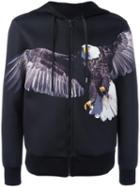 Neil Barrett Eagle Print Hoodie, Men's, Size: Xl, Black, Polyester/viscose/polyurethane