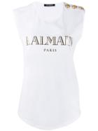 Balmain Logo Printed Vest - White