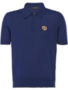 Prada Wool Polo Shirt With Logo - Blue