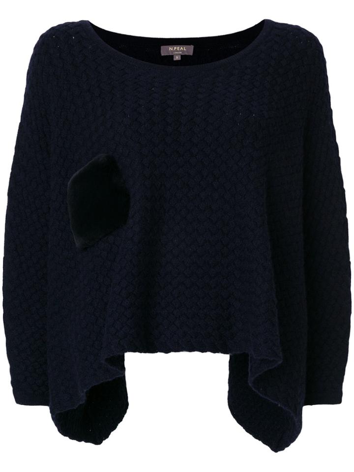 N.peal Basketweave Poncho - Blue
