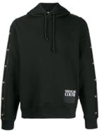 Versace Jeans Couture Stud Detail Logo Patch Hoodie - Black