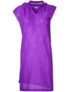 Comme Des Garçons Vintage Waffle Hooded Dress - Pink & Purple