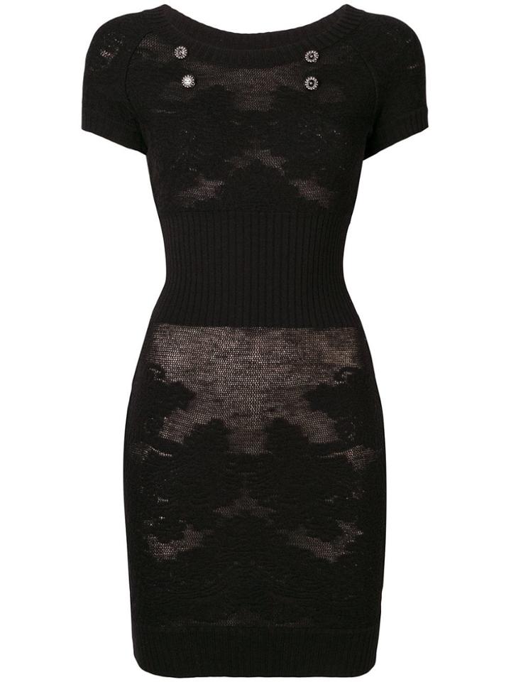 Chanel Vintage Sheer Knitted Dress - Black