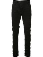 11 By Boris Bidjan Saberi Asymmetric Fastening Skinny Jeans, Men's, Size: Large, Black, Cotton/spandex/elastane