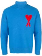 Ami Alexandre Mattiussi Funnel Neck Logo Sweater - Blue