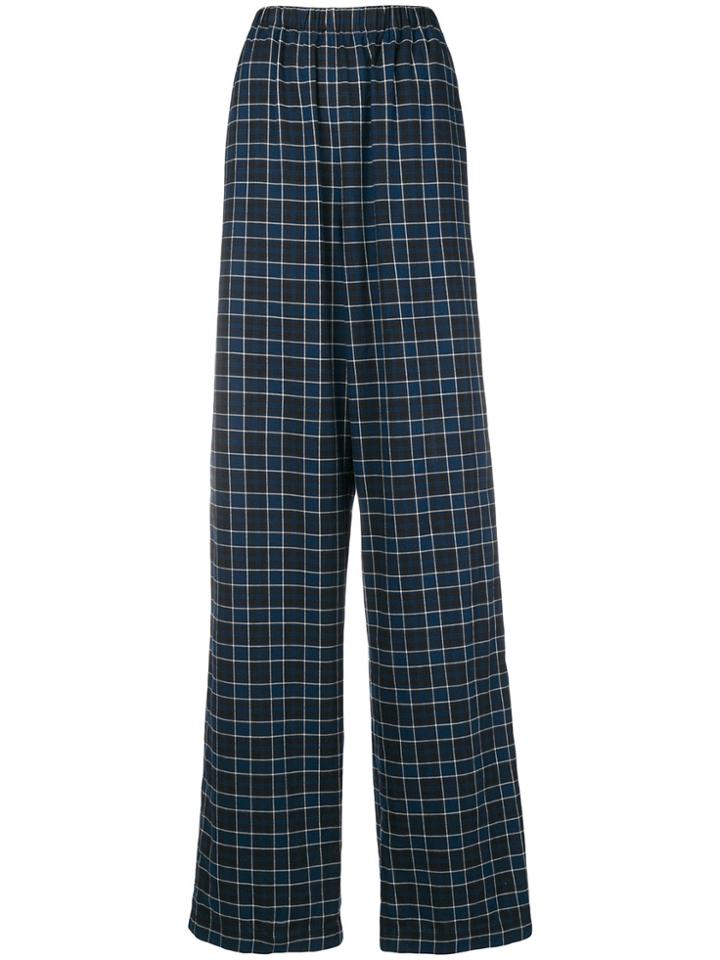 Balenciaga High Waisted Checked Trousers - Blue