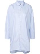 Woolrich Striped Oversized Longline Shirt - Blue