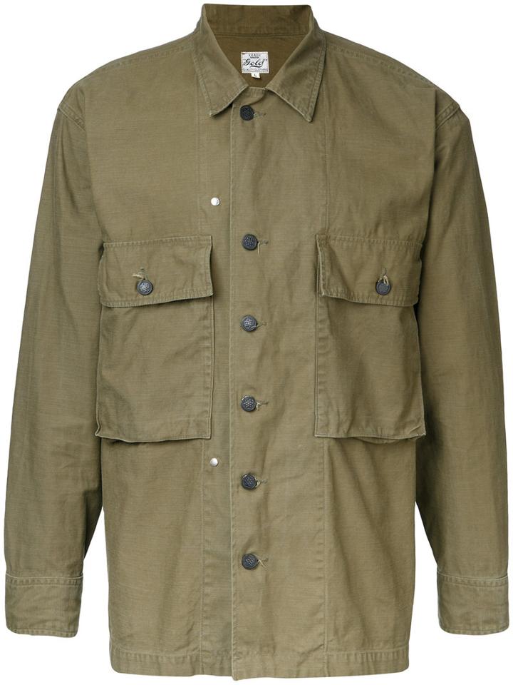Gold Military Shirt Jacket, Men's, Size: Small, Green, Cotton