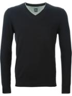 Eleventy V-neck Sweater, Men's, Size: M, Blue, Cotton