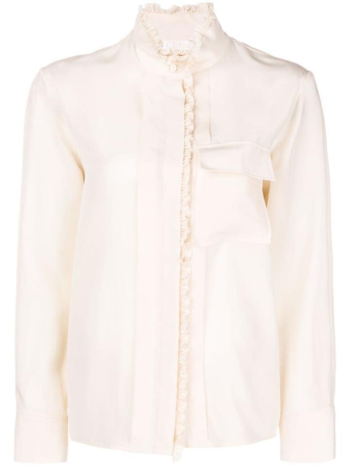 Chloé Ruffle Trimmed Shirt - Neutrals